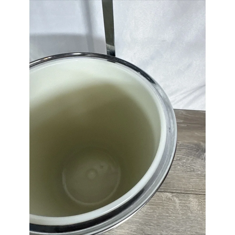 Vintage MCM 1960s Kromex Ice Bucket Faux Wood Grain and Chrome